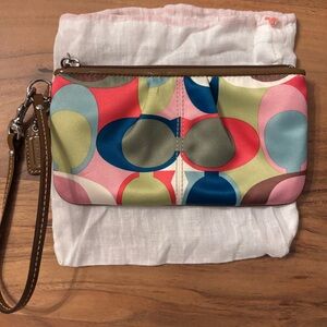 Coach Multicolor Signature Logo Zipper Wristlet